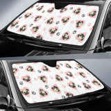 Cute Pugs Pink Heart Paw Pattern Car Auto Sun Shades 172609 - YourCarButBetter