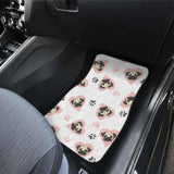 Cute Pugs Pink Heart Paw Pattern Front And Back Car Mats 102918 - YourCarButBetter