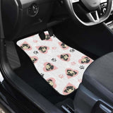 Cute Pugs Pink Heart Paw Pattern Front And Back Car Mats 161012 - YourCarButBetter