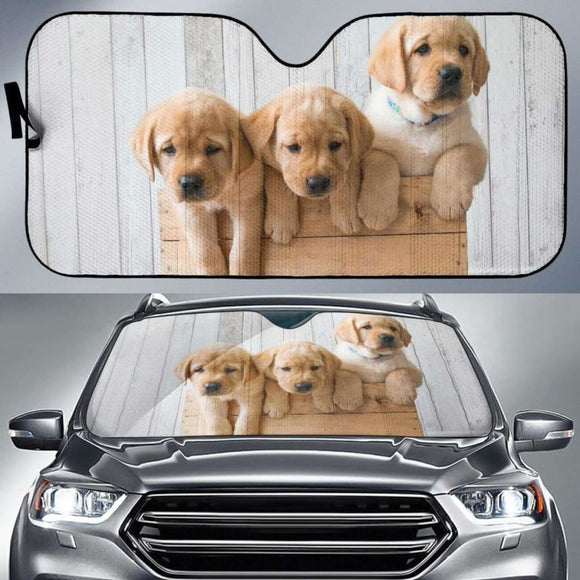 Cute Puppies Golden Retriever Hd 4K Car Sun Shade 172609 - YourCarButBetter