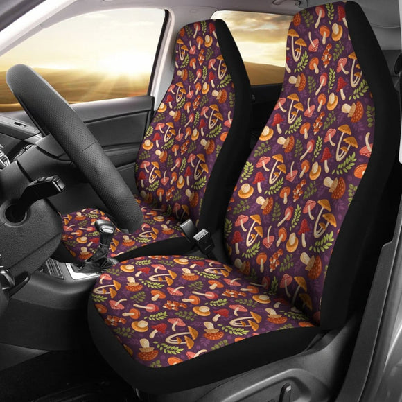 Cute Purple Mushroom Printed Car Seat Covers 211706 - YourCarButBetter