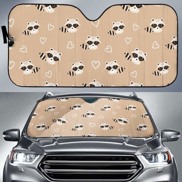 Cute Raccoon Heart Pattern Car Auto Sun Shades 182102 - YourCarButBetter