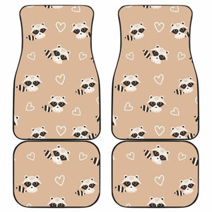 Cute Raccoon Heart Pattern Front And Back Car Mats 154813 - YourCarButBetter