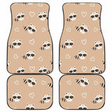 Cute Raccoon Heart Pattern Front And Back Car Mats 154813 - YourCarButBetter