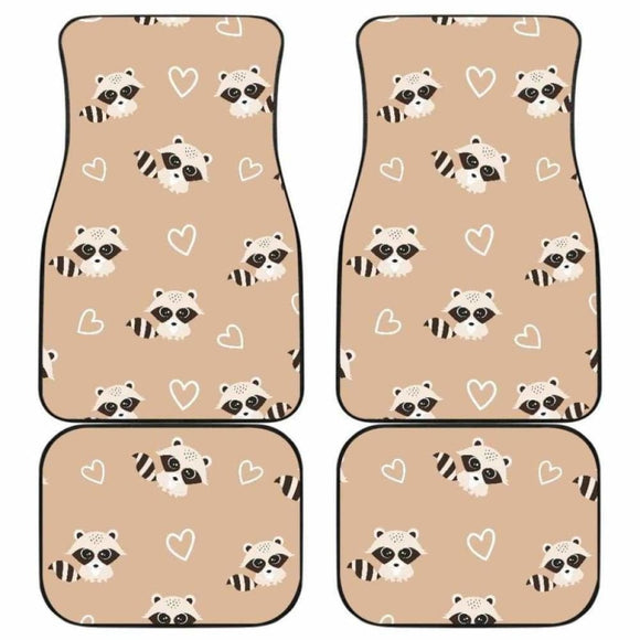 Cute Raccoon Heart Pattern Front And Back Car Mats 174510 - YourCarButBetter