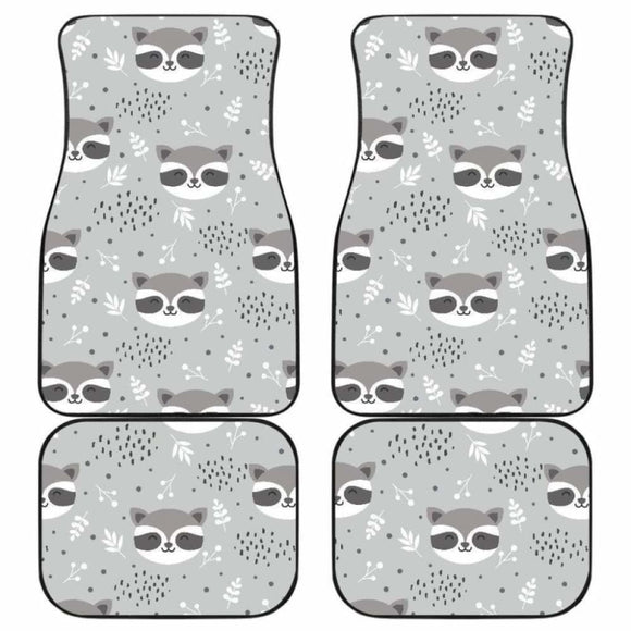 Cute Raccoons Leaves Dot Front And Back Car Mats 174510 - YourCarButBetter