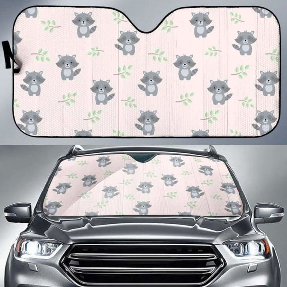 Cute Raccoons Leaves Pattern Car Auto Sun Shades 182102 - YourCarButBetter