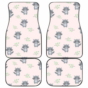 Cute Raccoons Leaves Pattern Front And Back Car Mats 154813 - YourCarButBetter