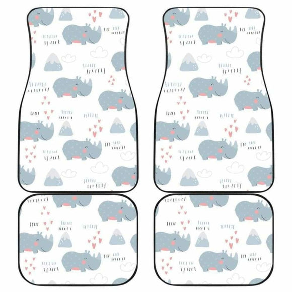 Cute Rhino Heart Pattern Front And Back Car Mats 163730 - YourCarButBetter