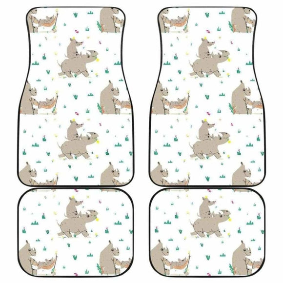 Cute Rhino Pattern Background Front And Back Car Mats 163730 - YourCarButBetter