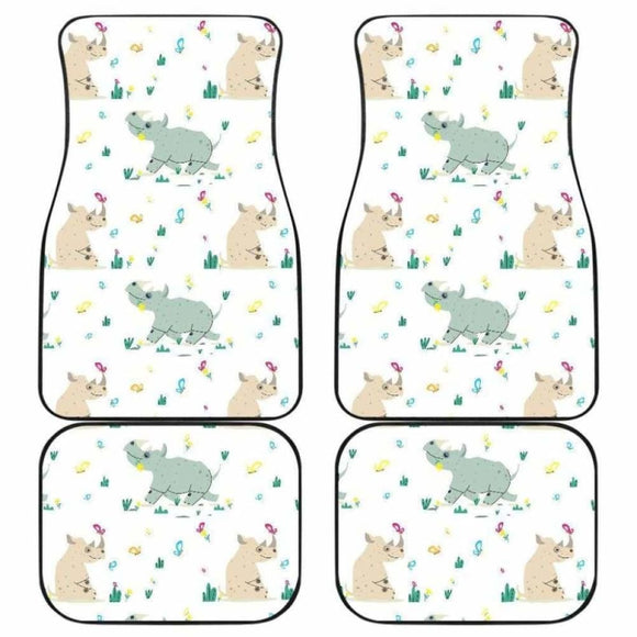 Cute Rhino Pattern Front And Back Car Mats 163730 - YourCarButBetter