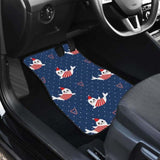 Cute Sea Lion Seal Christmas Hat Candy Cane Heart Pattern Front And Back Car Mats 110728 - YourCarButBetter