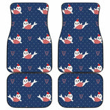 Cute Sea Lion Seal Christmas Hat Candy Cane Heart Pattern Front And Back Car Mats 174914 - YourCarButBetter