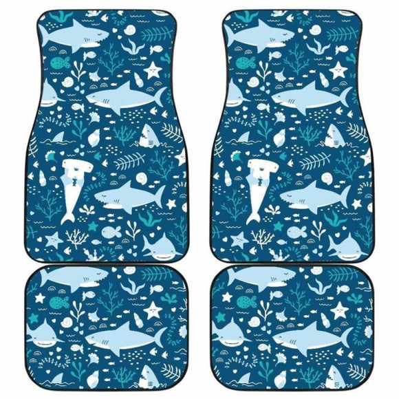 Cute Shark Pattern Front And Back Car Mats 102802 - YourCarButBetter