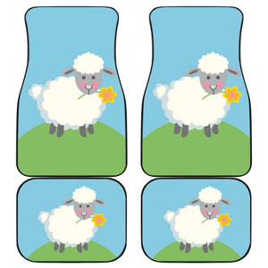 Cute Sheep With Grass And Flower Car Floor Mats 212101 - YourCarButBetter