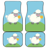 Cute Sheep With Grass And Flower Car Floor Mats 212101 - YourCarButBetter