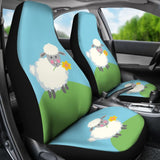 Cute Sheep With Grass And Flower Car Seat Covers 212101 - YourCarButBetter