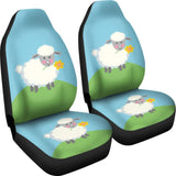 Cute Sheep With Grass And Flower Car Seat Covers 212101 - YourCarButBetter