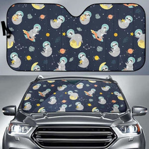 Cute Sloth Astronaut Star Planet Rocket Pattern Car Auto Sun Shades 172609 - YourCarButBetter