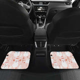 Cute Snowman Christmas Tree Snowpink Background Front And Back Car Mats 112608 - YourCarButBetter