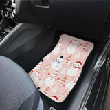 Cute Snowman Christmas Tree Snowpink Background Front And Back Car Mats 112608 - YourCarButBetter