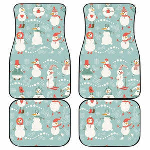 Cute Snowman Pattern Front And Back Car Mats 112608 - YourCarButBetter