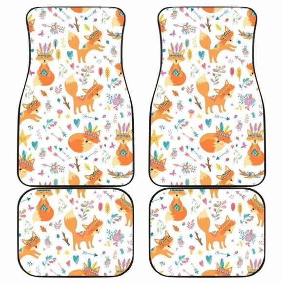 Cute Tribal Fox Pattern Front And Back Car Mats 200217 - YourCarButBetter