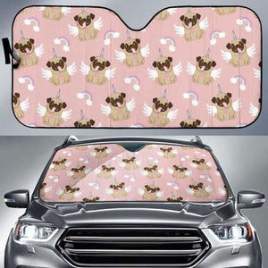 Cute Unicorn Pug Pattern Car Auto Sun Shades 172609 - YourCarButBetter