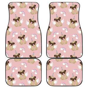 Cute Unicorn Pug Pattern Front And Back Car Mats 170817 - YourCarButBetter