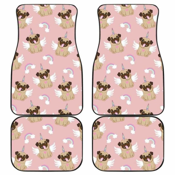 Cute Unicorn Pug Pattern Front And Back Car Mats 170817 - YourCarButBetter