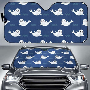 Cute White Baby Sea Lion Seal Pattern Car Auto Sun Shades 172609 - YourCarButBetter