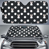 Cute White Rabbit Polka Dots Black Background Car Auto Sun Shades 172609 - YourCarButBetter