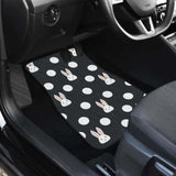 Cute White Rabbit Polka Dots Black Background Front And Back Car Mats 143731 - YourCarButBetter