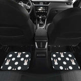 Cute White Rabbit Polka Dots Black Background Front And Back Car Mats 181703 - YourCarButBetter