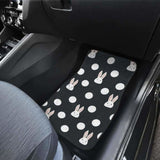 Cute White Rabbit Polka Dots Black Background Front And Back Car Mats 181703 - YourCarButBetter