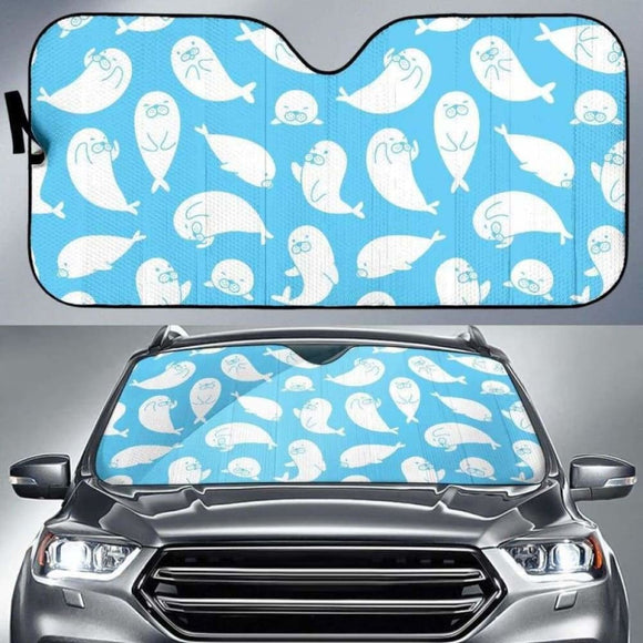 Cute White Sea Lion Seals Pattern Car Auto Sun Shades 172609 - YourCarButBetter