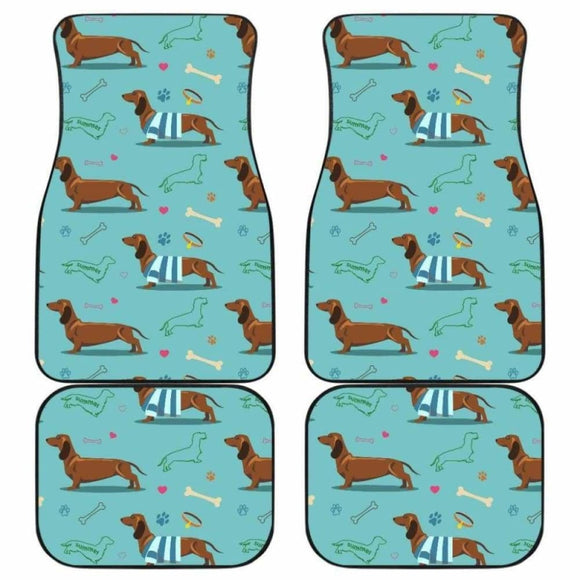 Dachshund Decorative Background Front And Back Car Mats 092813 - YourCarButBetter