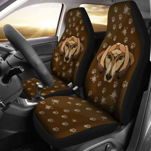 Dachshund Face Brown Car Seat Covers Awesome 092813 - YourCarButBetter