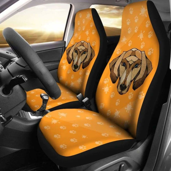 Dachshund Face Orange Car Seat Covers 092813 - YourCarButBetter