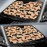 Dachshund Floral Background Car Auto Sun Shades 172609 - YourCarButBetter