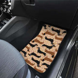 Dachshund Floral Background Front And Back Car Mats 092813 - YourCarButBetter