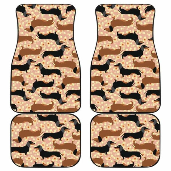 Dachshund Floral Background Front And Back Car Mats 092813 - YourCarButBetter