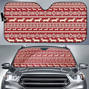 Dachshund Nordic Pattern Car Auto Sun Shades 172609 - YourCarButBetter