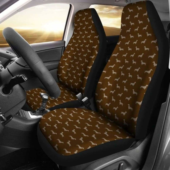 Dachshund Pattern Brown Car Seat Covers 092813 - YourCarButBetter