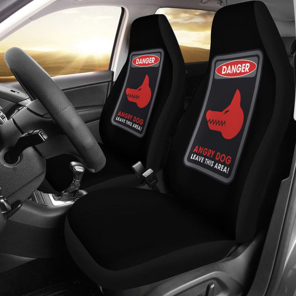 Danger Sign Angry Dog Leave This Area Car Seat Covers Custom 1 212903 - YourCarButBetter