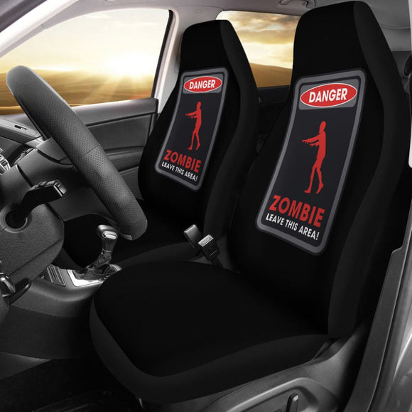 Danger Sign Zombie Leave This Area Car Seat Covers Custom 1 212903 - YourCarButBetter