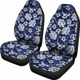 Dark Blue Baroque Flowers Elegant Floral Pattern Car Seat Covers 153908 - YourCarButBetter