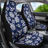 Dark Blue Baroque Flowers Elegant Floral Pattern Car Seat Covers 153908 - YourCarButBetter