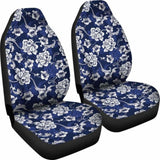 Dark Blue Baroque Flowers Elegant Floral Pattern Car Seat Covers 153908 - YourCarButBetter