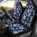 Dark Blue Baroque Flowers Elegant Floral Pattern Car Seat Covers 153908 - YourCarButBetter